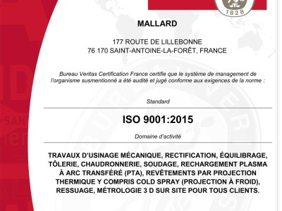 ISO 9001 :2015 certificate